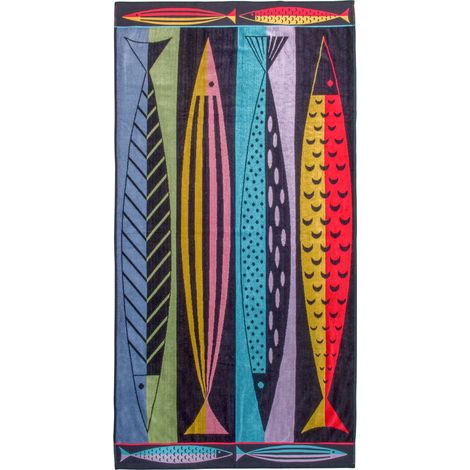 Telo Mare Jacquard Spugna Asciugamano Spiaggia Disegno Picasso Fish (1/4)