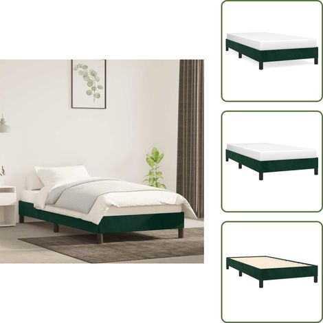 Cama de terciopelo - vidaXL Estructura de cama sin colchón terciopelo verde oscuro 80x200cm - Cama de madera
