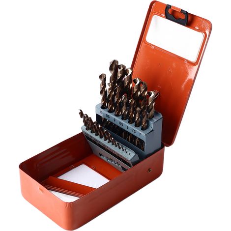 25 forets hélicoïdaux cobalt HSS – résistants à l’usure pour inox et fer (1/5)
