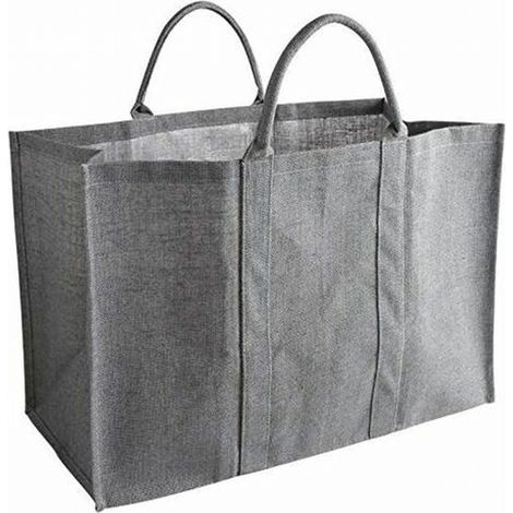 Sac à bois de chauffage en jute gris plastifié, 41 x 26 x 33 cm, Jus plastifié,sac non tissé, sac de courses simple, gris (1/5)