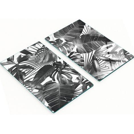 Tableaux en verre élégants et résistants, imprimés de feuilles tropicales, 2 x 30 x 52 cm (1/5)