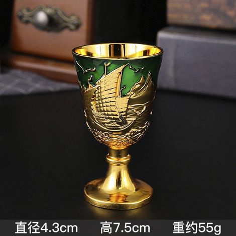 Verre bénitier/verre à vin à pied (doré et vert) pour usage domestique