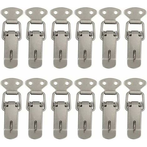12 Pièces Attache Capot Fermeture à Levier Moraillon de Porte,Oquet à Ressort Bascule Acier pour Ressort Boucle de Verrouillage Coffre à Outils,Armoire Verrous