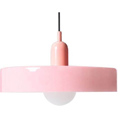 Lámpara colgante de vidrio con pantalla circular luminaria moderna minimalista rosa Paala