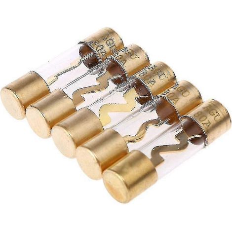 5 kits de fusibles AGU en verre plaqué or, adaptés aux amplificateurs audio de voiture, 80 A (1/5)