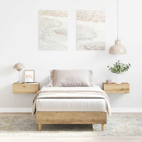 Cadre de lit Chêne Artisanal 90x190 cm avec sommier lattes (1/4)