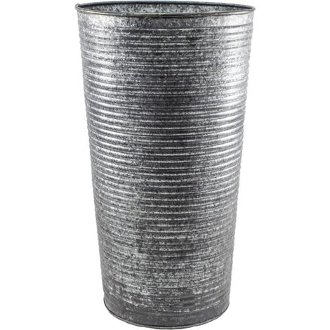 Ribbed Vase - Iron - L28 x W28 x H50 cm - Galvanised