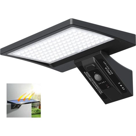 Lampe Solaire Exterieur 5200mAhLumière Solaire Extérieure avec 150° Détecteur de Mouvement IP65 Eclairage LED de Sécurit (1/4)