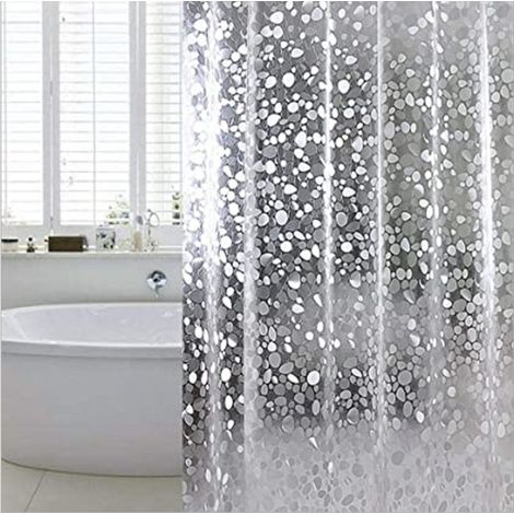 12 Crochets Douche Anti-Moisissure Rideau Douche EVA Anti-Moisissure 3D Rideau Douche Rideau Douche Transparent avec ,Impermable Antibacterial, pour Baignoire, Salle de Bain (1/5)