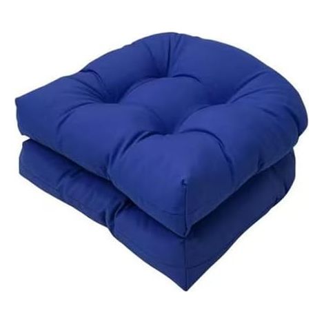 Eiförmiges Schaukelstuhlkissen, Set mit 2 U-förmigen Kissen für Outdoor-Sessel, Sitzkissen für Innen- und Außenmöbel (Farbe: Blau) (1/5)