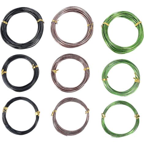9 rouleaux de fil de palissage pour bonsaï en aluminium anodisé, disponible en 3 diamètres (1,0 mm, 1,5 mm et 2,0 mm). (1/5)