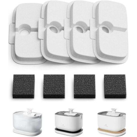 Filtre Fontaine Eau Chat, Pack de 4 Filtres de Remplacement pour Dockstream Fontaine à Eau pour Chat PLWF005, PLWF115, PLWF105, Filtre avec Filtration Verticale pour Fontaine a Eau Chat