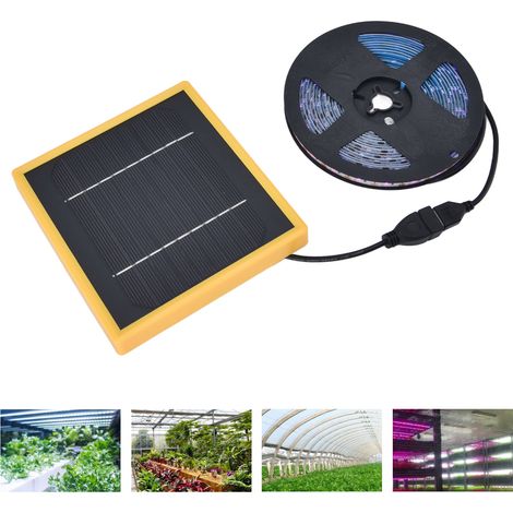 Bande lumineuse solaire 5W pour plantes, lampe de croissance 5V, LED à spectre complet, 3m (1/5)