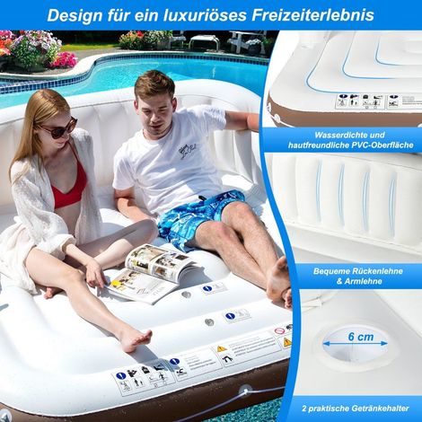 Plataforma de piscina hinchable con capota retractil y extraible 180 x 180 x 160 cm