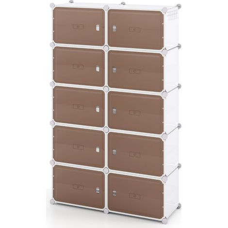 Zapatero extensible 95 x 32 x 155 cm capacidad 40 pares diseño modular en PET blanco 200017466