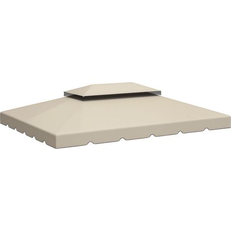 Toile de rechange pour pavillon tonnelle tente toit de remplacement gazebo de jardin tissu polyester 4 x 3 m beige (1/5)