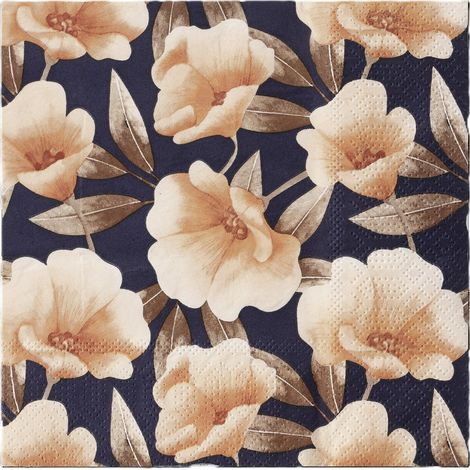Eglo Servietten Motiv Blüten Mahuli blau apricot 17 x 17 cm - 20er Pack Servietten (1/3)