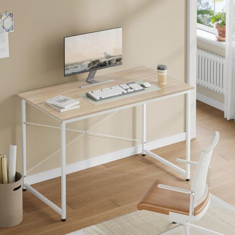 WOLTU Tavolo da studio scrivania per computer, postazione di lavoro moderna per ufficio, tavolo da pranzo per casa e ufficio, 120x60 cm, Rovere Chiaro