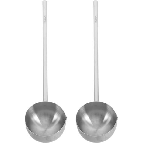 Lot de 2 Louches à Huile en Acier Inoxydable 304 avec Long Manche Mini-Casseroles Brillantes pour Verser L’Huile Ustensiles Cuisine Compacts et Résistants Adaptées pour Maison