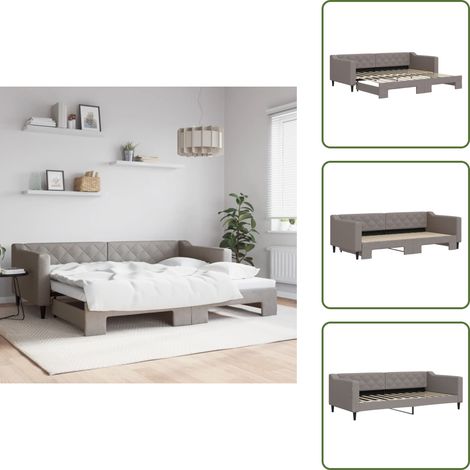 The Living Store Tagesbett Ausziehbar Taupe 90x200 cm Stoff - 2-in-1-Tagesbett (1/5)