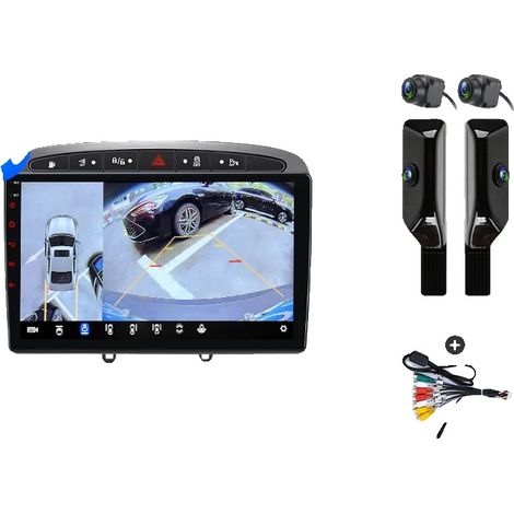 Radio de voiture, fonctionnalités intelligentes, interface conviviale, compatible avec Peugeot 408 308 SW 2012-2020, V9 Pro 360 noir (6 Go-128 Go) - B (1/2)