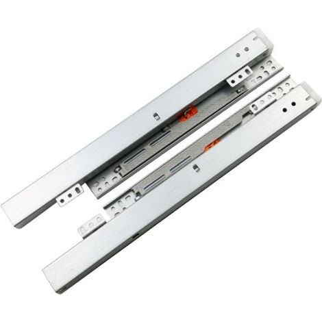 Paire de glissières de tiroir encastrables avec fermeture amortie Glissières à roulement à billes à extension complète en 3 parties Charge de 40 kg Argenté (1/5)