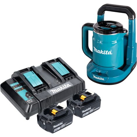 Makita DKT 360 CM2 Bouilloire sans fil 36 V ( 2x 18 V ) 0,8 L + 2x batterie 4,0 Ah + chargeur double