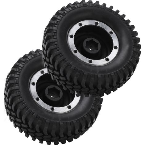 Roue Beadlock 1,9 pouce, jante en métal, diamètre 100 mm, pneu tout-terrain en caoutchouc pour Traxxas SCX10 1/10 RC Car, Crawler, noir (1/5)