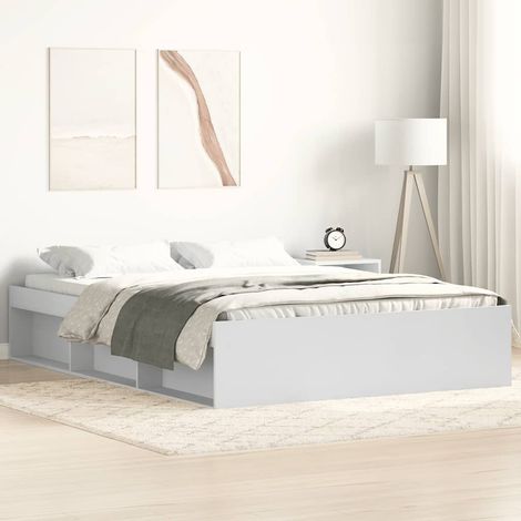 Bed Frame without Mattress White 135x190 cm Double Double vidaXL (1/5)