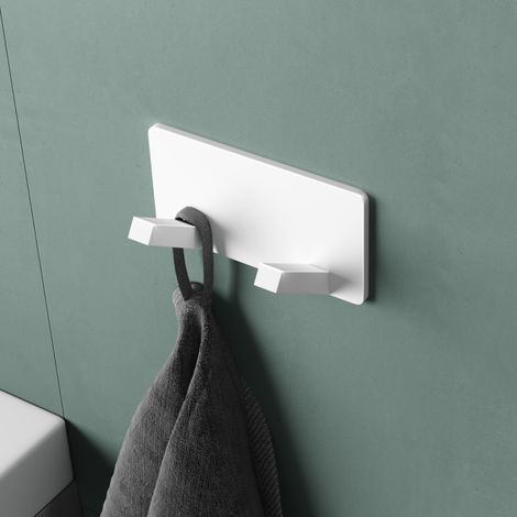 Mai & Mai Porte Manteaux Mural en Acier Inoxydable pour Salle de bain Cuisine Chambre Entrée Accroche Serviette 2 Crochets Patère Murale Anti-chute Blanc Mat 81×33,3×41 MM Stalo-04 (1/5)