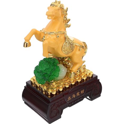 Statue Cheval Zodiaque Chinois Debout Pièces Monnaie Décoration Noël Chance Feng Shui (1/5)