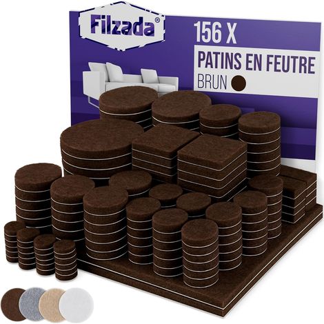 Patins en Feutre Auto-Adhésifs - 156 Pièces Carrés et Ronds Marron - Protection Sols Parquet et Carrelage - Pour Chaises Tables et Meubles Lourds (1/5)