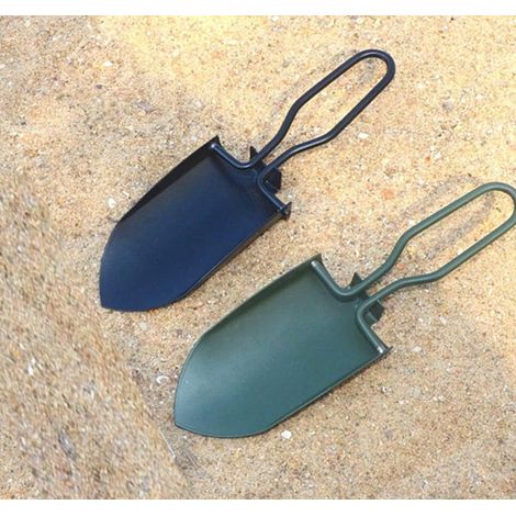Pelle de jardin miniature, truelle pliante à main (noire et olive - 2 pièces) (1/5)