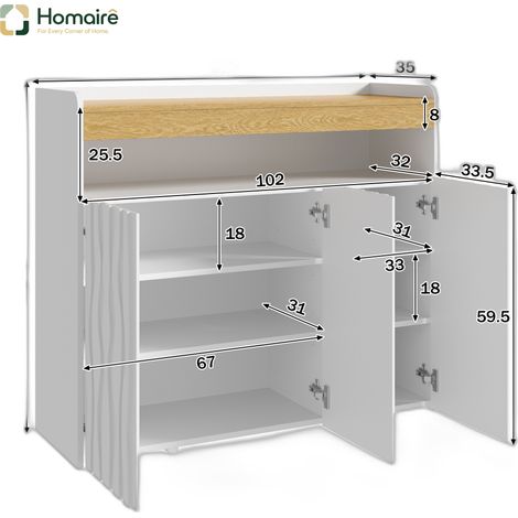 Flur- Garderobenschrank weiß aus Polyester 105 x 35 x 90.5 cm HOMAIRE (1/5)