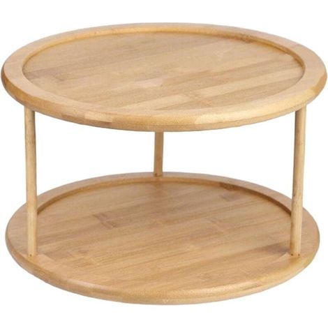 Étagère à Épices Tournant Bois 2 Niveaux pour Organisation Cuisine Armoire (1/3)