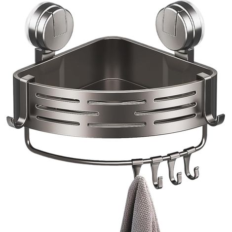Étagère de Douche à Ventouses,Organisateur d'Angle pour Salle de Bain avec Ventouses - Gain de Place pour Toilette Baignoire Évier Cuisine Salle de Bain Dortoir Buanderie Shampooing (1/5)