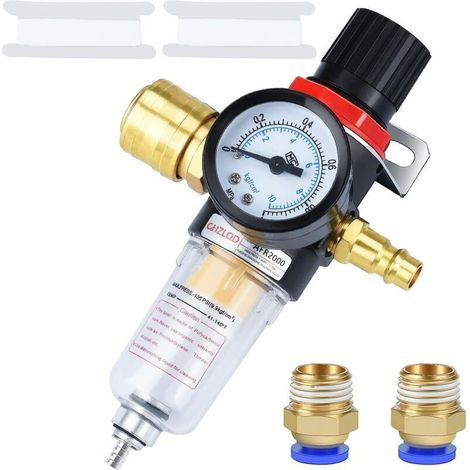 Produktbild von BLCH 3/8 Zoll BSP Druckluftfilter-Regler AC3000-03 – 2-stufig Mit Halbautomatischem Ablass, 0–160 PSI, 70 CFM | Für Kompressoren