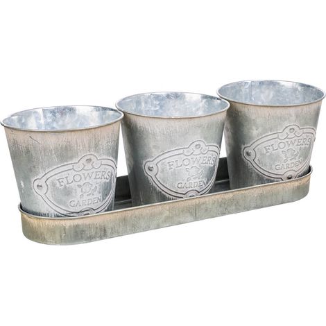 3 Cubos de metal y Bandeja blancos (1/5)