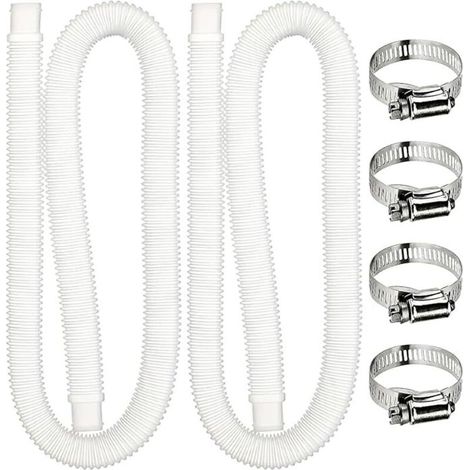 2 Pcs Tuyau de Rechange pour Piscine Hors Sol Tuyau de Remplacement de Piscine avec 4 colliers de serrage en métal,tuyau de filtre de piscine pour piscines hors sol (1/5)