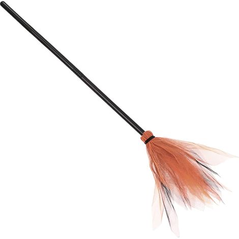 Balai de sorcière Halloween en plastique, accessoire de déguisement pour enfant, décoration maison hantée, fête costumée et mascarade, balai factice orange pour jeu de rôle et spectacle. (1/5)