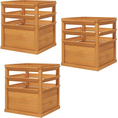 3er-Set hochbeet Pflanzkasten mit Rankgitter offene Boden, Spalier Pflanzkübel Blumenkasten Holz, Gartenspalier 65x65x60cm für Garten Balkon, Blumenkübel für Kletterpflanzen Korbpflanzen, Blumen