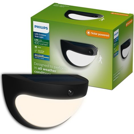Aplique solar swyn negro 3,8 w, 400/10 im, 2700 k