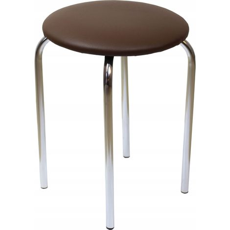 Tabouret de cuisine en similicuir avec pieds en métal, marron Finnitex (1/3)