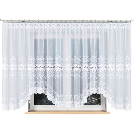Bastia - Rideau jacquard prêt à poser avec fente en bas - 500 x 160 cm - blanc (1/5)