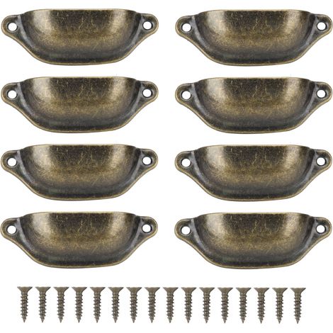 Poignée tiroir coquille antique demi-cercle style chinois pour armoire à pharmacie bibliothèque commode (bronze vert) (1/5)
