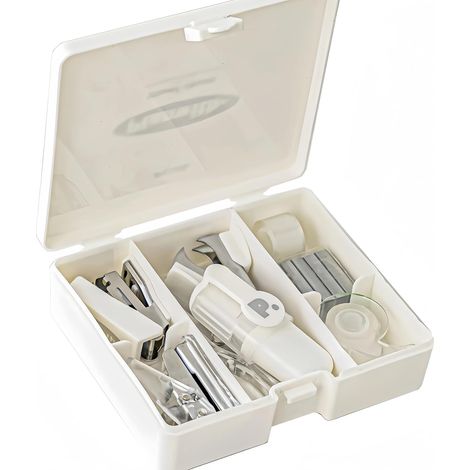 Ensemble de fournitures de bureau 8 pièces - agrafeuse portable, travail de bureau pratique et efficace, étudiants, enseignants, perforatrice (1/5)