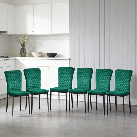 AINPECCA Set of 6 Dining Chairs High Back Velvet Office Kitchen Chair Living Home-Green
