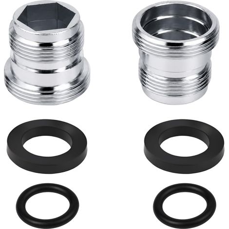 2 Adaptateurs Robinet Cuisine M18 vers M22, Adaptateur Robinet Filetage en Laiton Chromé avec Joint Torique, Connecteur pour Robinet Aérateur de Connexion, Filtre Eau, Osmoseur et Économiseur Eau M22 (1/5)