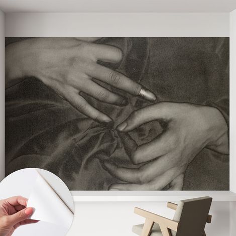 Selbstklebend Tapete modern Wohnzimmer - Wanddekoration - einfach anzubringen Hände aus Stoff 152x104 cm