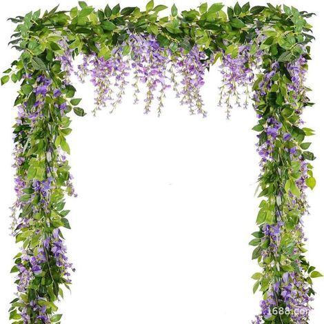 2 pezzi di ghirlanda di fiori artificiali da 2 m/6,5 piedi, glicine finto da appendere -Crezuo